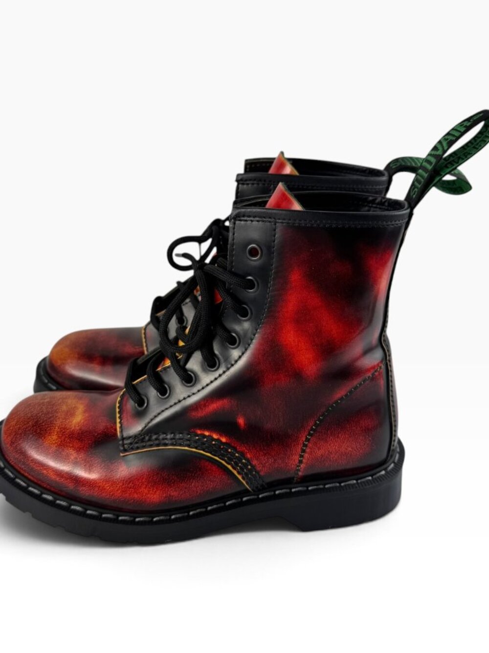 Solovair Flame Rub-Off 8 Eye Derby Boots ⢠Womenâs 8.5 ⢠Men's 7.5 ⢠NWOT - Picture 3 of 16